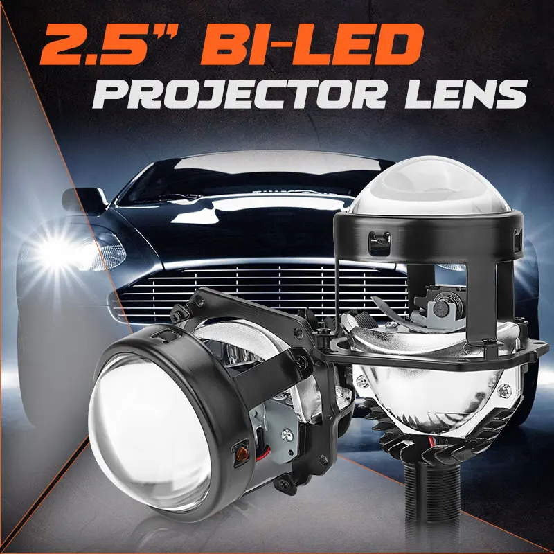 H4 H7 10000Lm 2.5 inch Bi LED Headlight Projector Lens 100W Beam Headlamp 6000K White Car Styling Retrofit LHD RHD Hi Lo Light