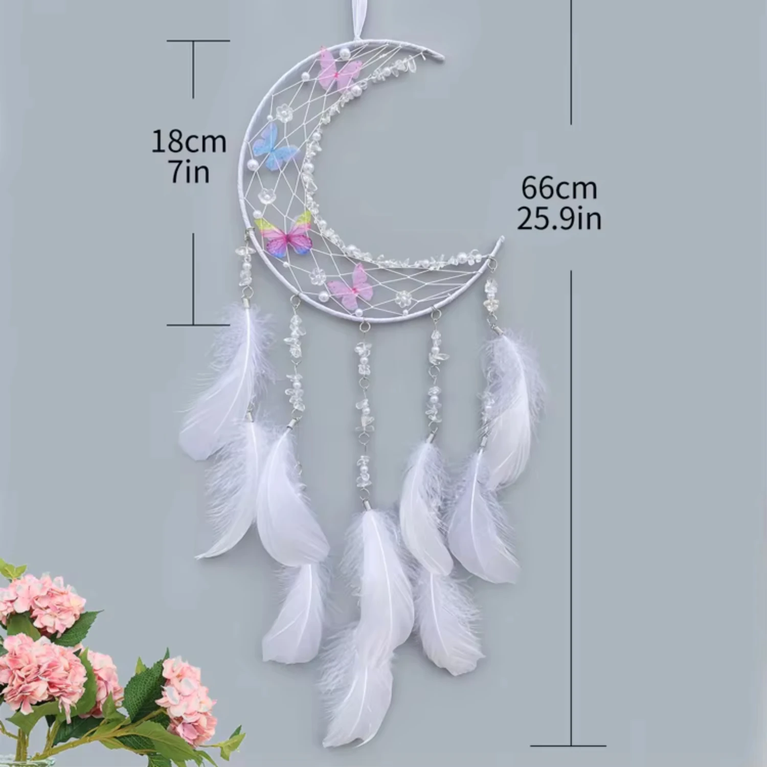 Made Delicate Feathers Moon Dream Catcher Room Decor  Decoration & Gift Dream Catcher   And Moon