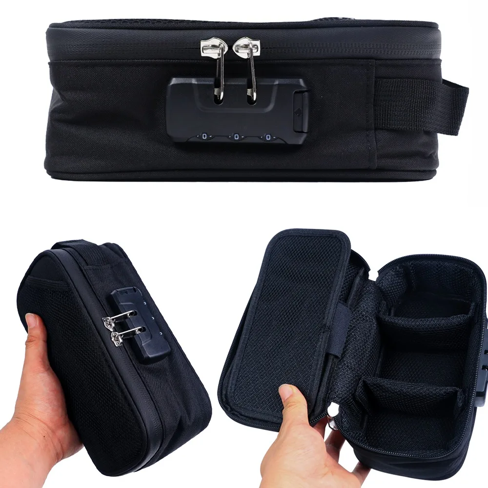 

Password Lock Anti Odor Cigar Bag Activated Carbon Layered Grid Pipe Design Portable Travel Case