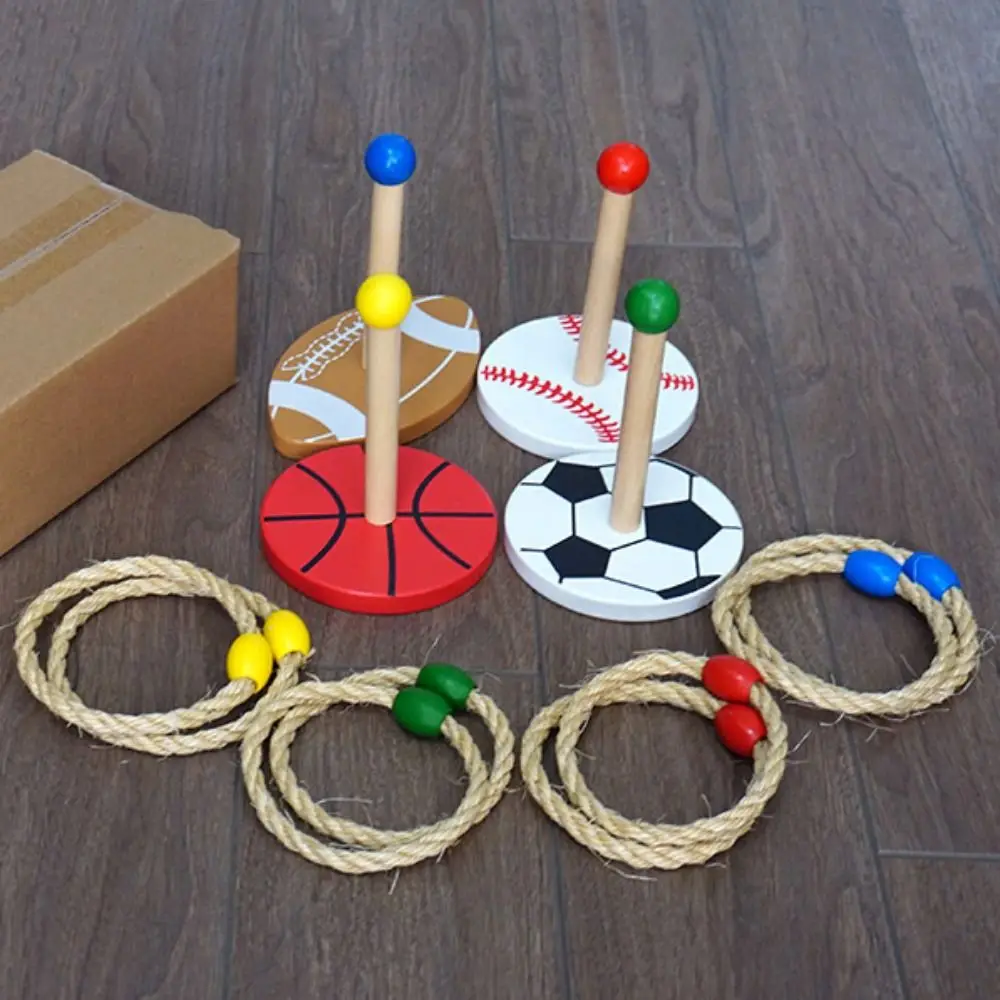 Juego de lanzamiento de anillo de cuerda con temática, juego sensorial, anillo de reunión familiar, juguete de lanzamiento, bolsa de arena, juego de aro de pelota al aire libre