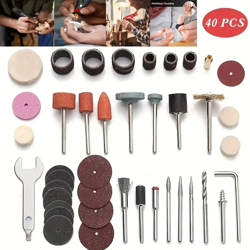 40PCS Electric Grinding Rotary Tool Accessories Drill Set Electric Polishing Sand Disc Polishing Accessories - Complete Cut