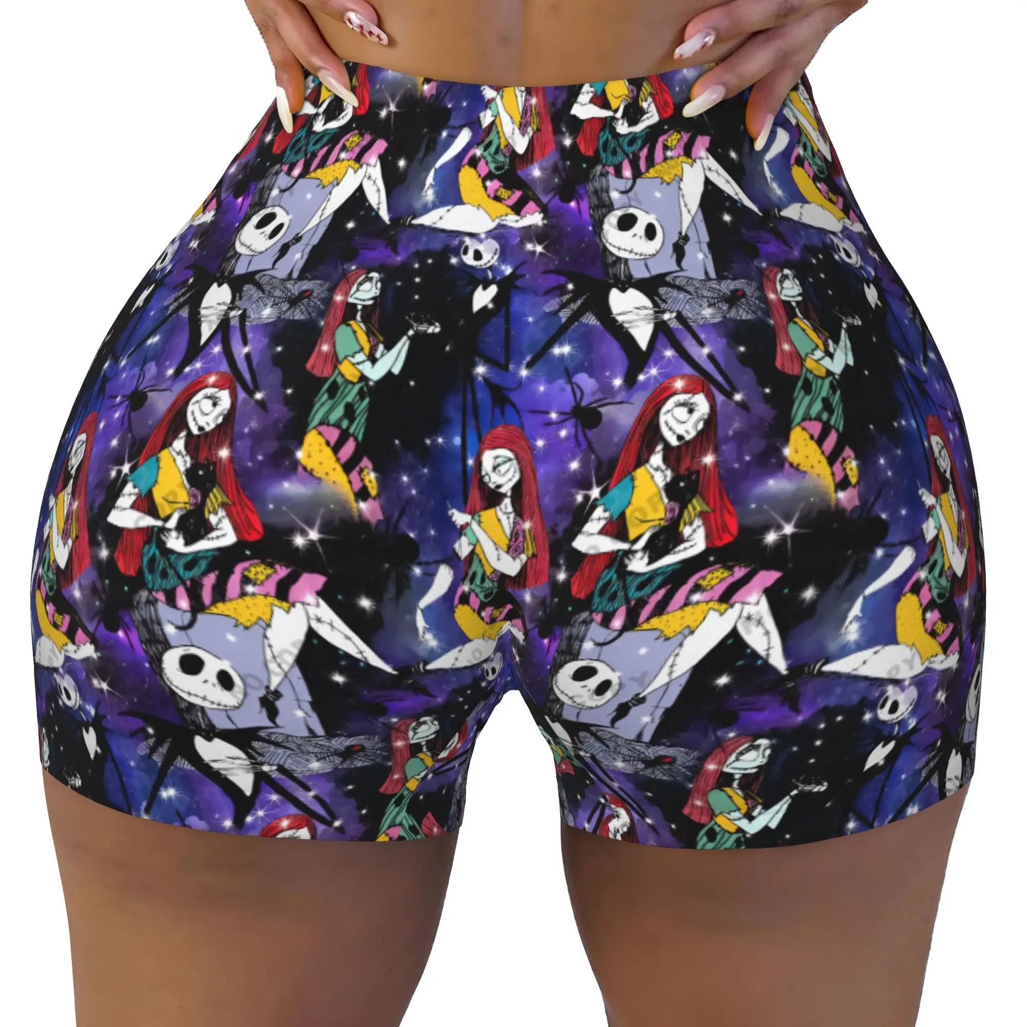 Custom Skellingtones Skull Workout Running Volleyball Shorts for Women Halloween Gym Yoga Shorts