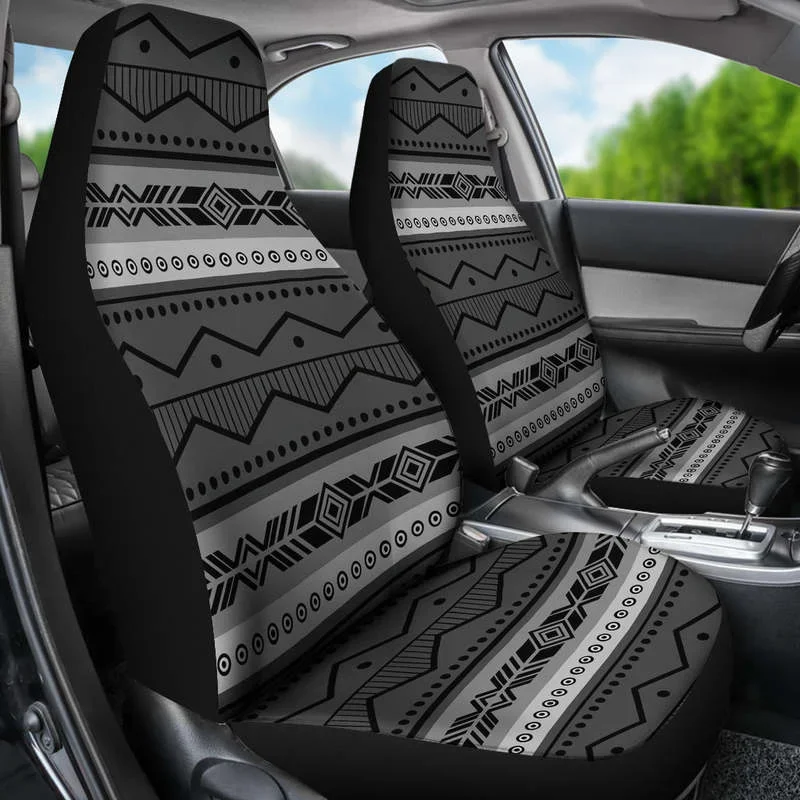 Gray and Black Ethnic Pattern Car Seat Covers Seat Protectors Tribal B,Pack of 2 Universal Front Seat Protective Cover