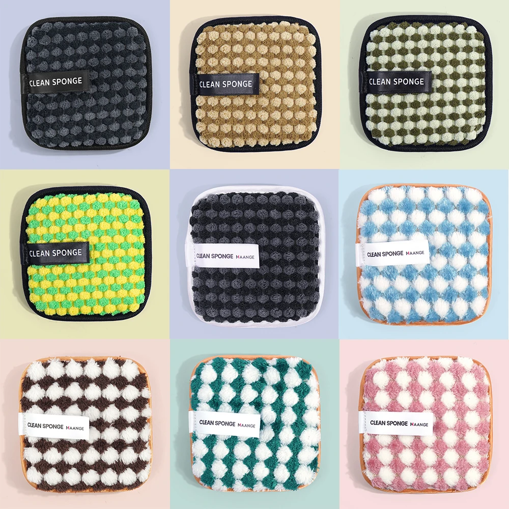 Microfiber Square Makeup Remover Sponge Double Layer Face Cleansing Towel Cloth Pads Washable Reusable Foundation Puff Wipe Tool