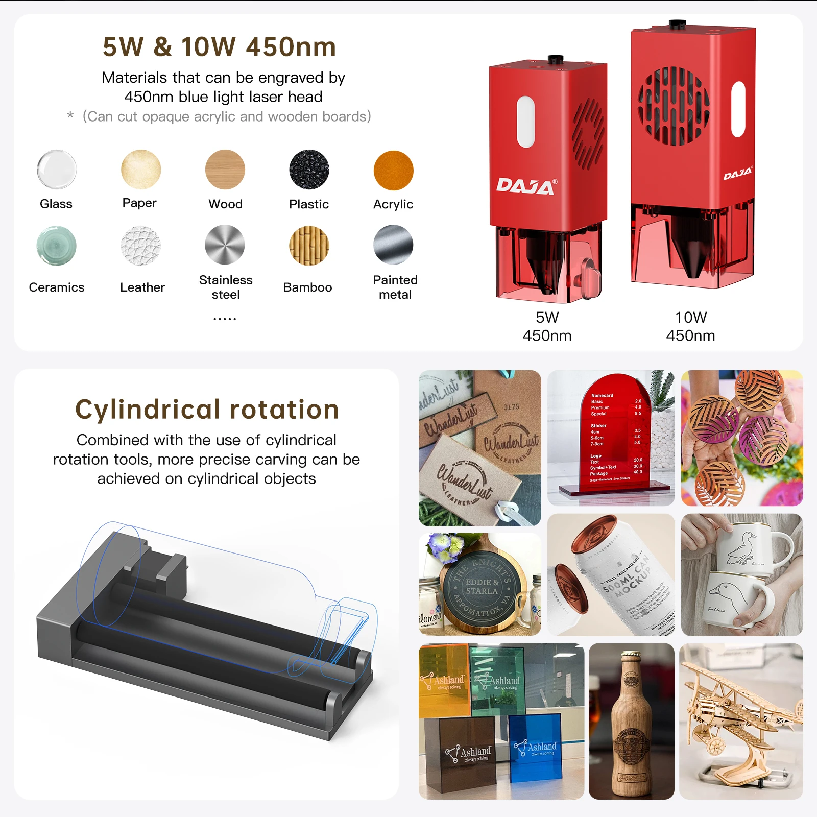 DAJA A6 Laser Engraver CNC Business Portable Fast Engraving Stainless Steel Wood Paper Glass Painted Metal Cut Wood Acrylic