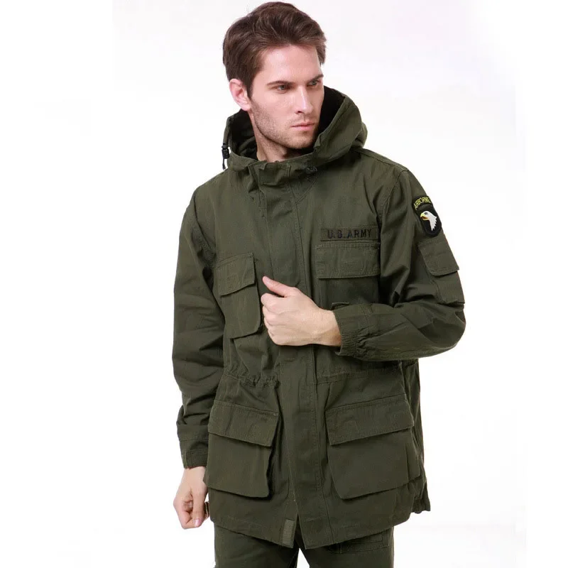 Classic M65 Tactical Trench Men Windbreaker Coat Pure Cotton Solid Men\'s Clothing Winter Fleece Hunting Jacket