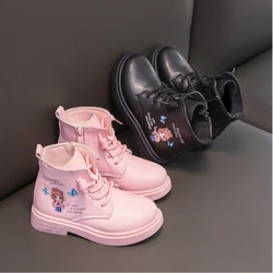 Kid Princess Boot 2023 autunno/inverno New Girl Snow Boot Mid Sleeve Leather Boot studente stivaletto Fashion Kid Shoe Zapatos niina