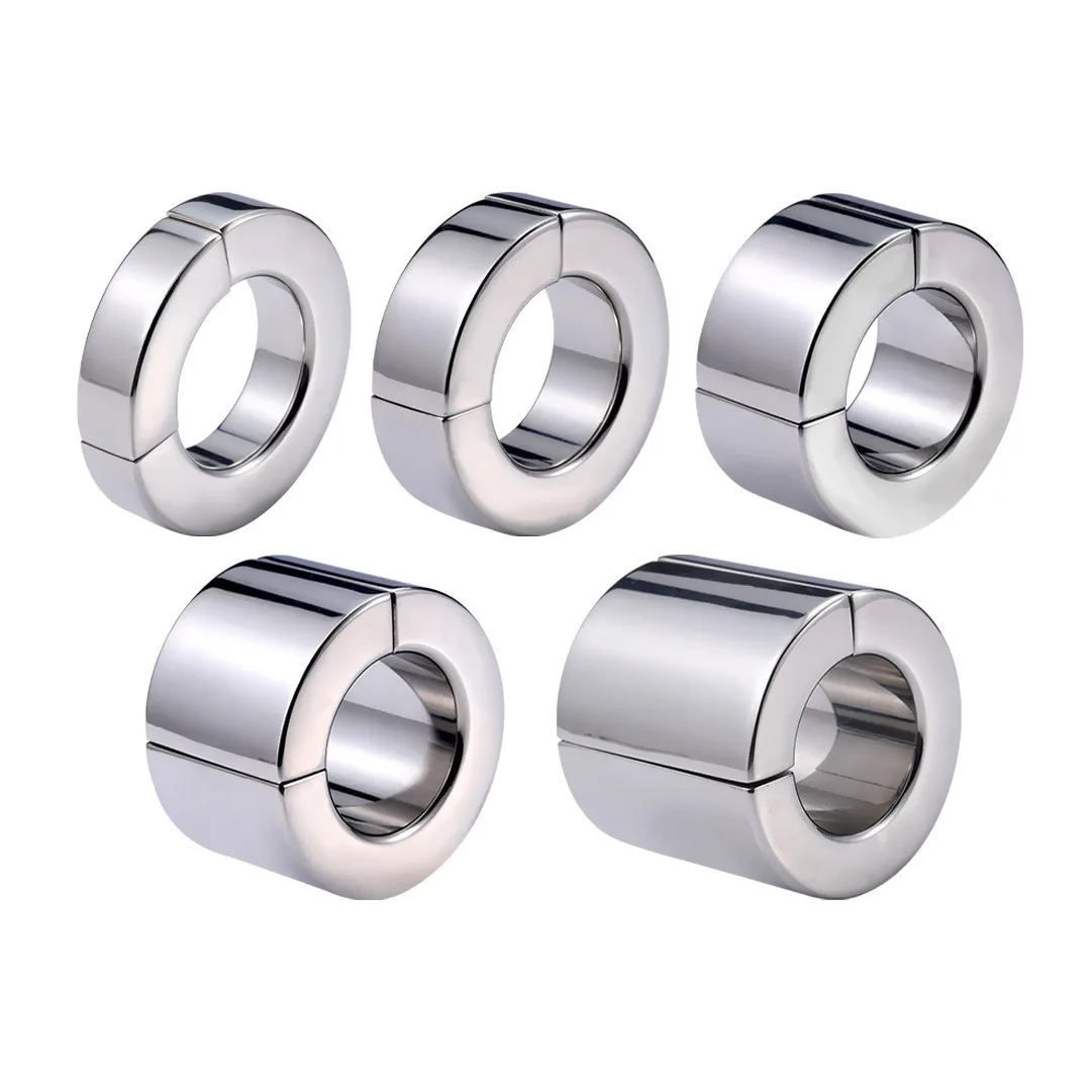 Stainless Steel Magnetic Ball Stretcher Heavy Silver Penis Ring Cock Weighted Exercise Scrotum Pendant Male Bondage Sex Toys