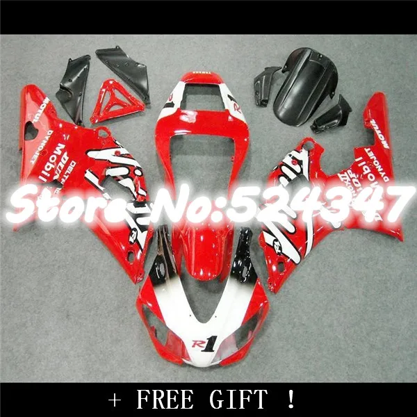 Hey-Motorcycle Fairing kit for  YZF-R1 98-99 YZF R1 98 99 YZFR1 YZF1000 1998 1999 Red white Fairings set for Yamaha