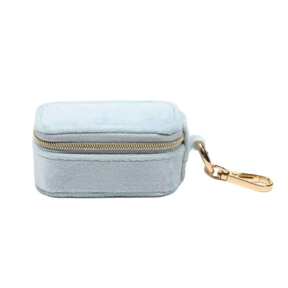 

Mini Size Jewelry Storage Box Zipper Closure Candy Color Ring Box Velvet Material Multi-partition Jewelry Organizer Travel Use