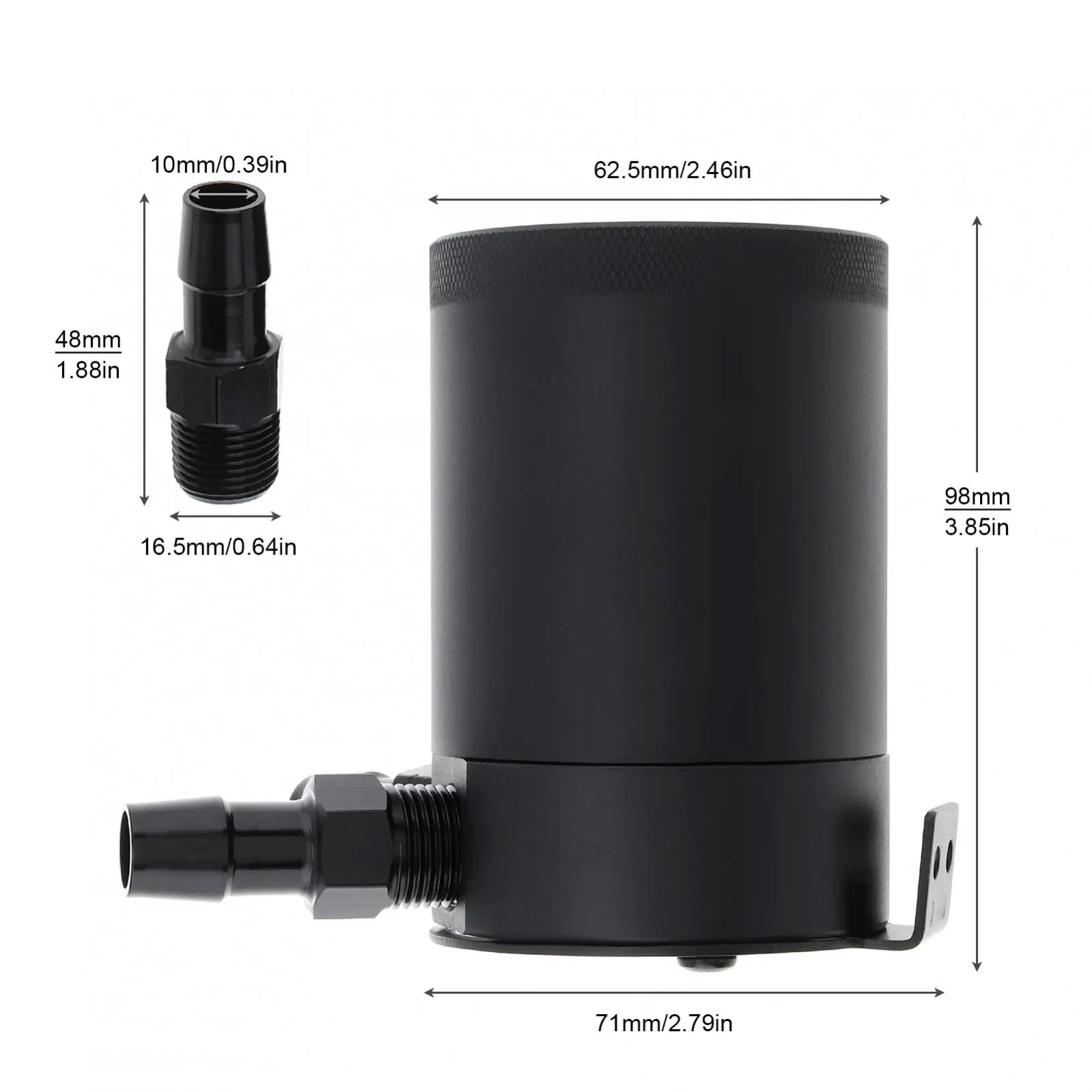 Aluminum 300ml AN10 Oil Catch Can Exhaust Reservoir Tank with 2 AN10 Ports 2 Ports Aluminum Reservoir Oil Catch Tank Fuel Tank