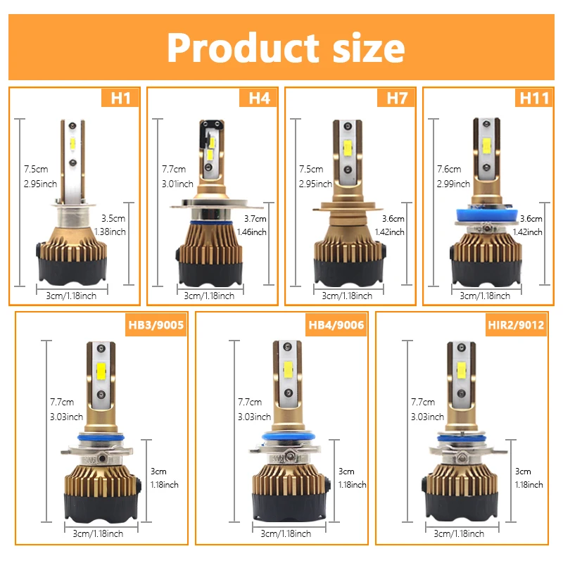 XENCN H4 H7 H8 H9 H11 LED Car Headlight Bulb Kit 60000LM 300W HB3 HB4 HIR2 With Canbus Auto Led Lamps 9005 9006 9012 12v 6000k