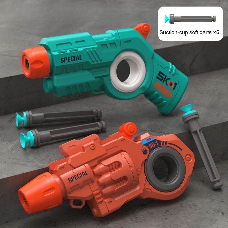 Fidget Spinner Ring EDC Launcher Mini Blaster 2 Stück mit 6 Saug-Darts Stressabbau Interaktives Lernspielzeug Geschenk für Kinder