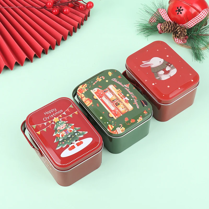 1Pc Vintage Small Suitcase Storage Tinplate Candy Box Cookie Gift Box Sundries Organizer Storage Cans Xmas Candy Cans Kids Gift