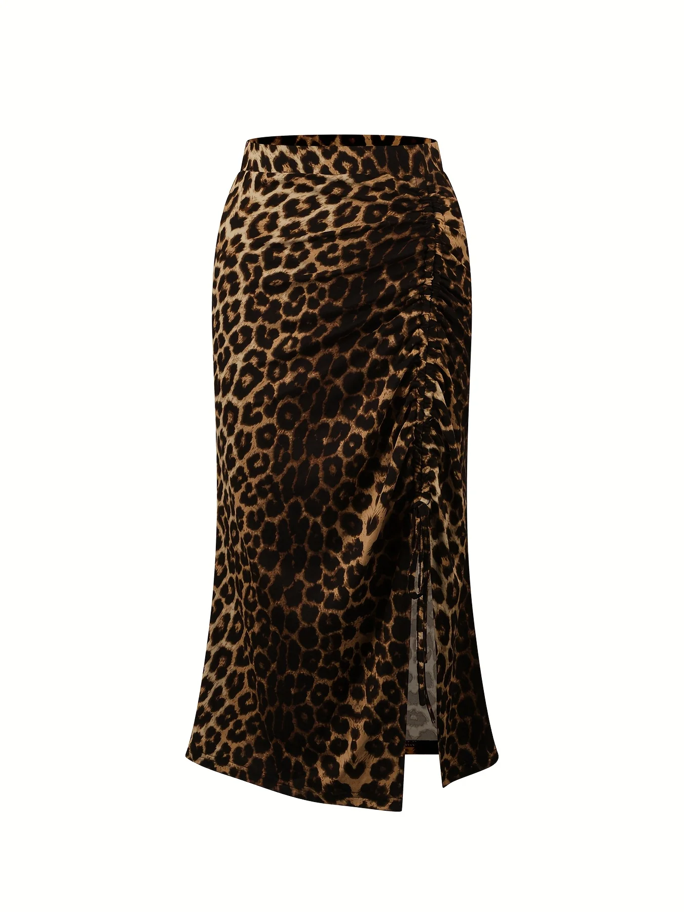 

Женская модная, нишевая и элегантная юбка с леопардовым принтом, сексуальным разрезом и завязками, слегка эластичная.