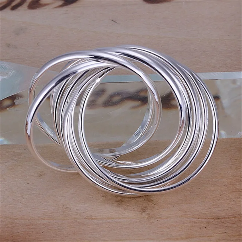 Nine Circles Retro Ring New Listing Silver 925 Plated Circle Women Lady Rings Fashion Jewelry Free Shipping