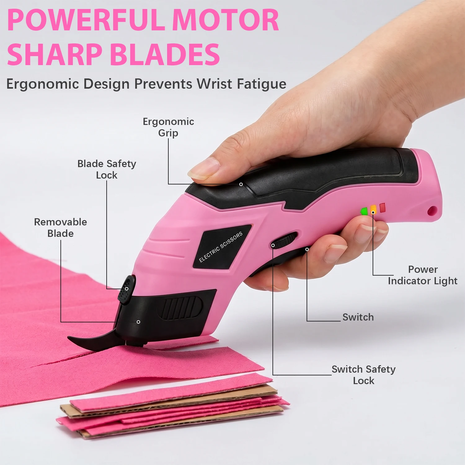 Electric Fabric Cutter Scissors Brushless Motor USB Rechargeable Wireless Precision Cutting Tool Cordless Electric Scissors, Rechargeable Cardboard Cutter, Craft Scissor for Carpet Fabric Cardboard Leather Felt Cutting
