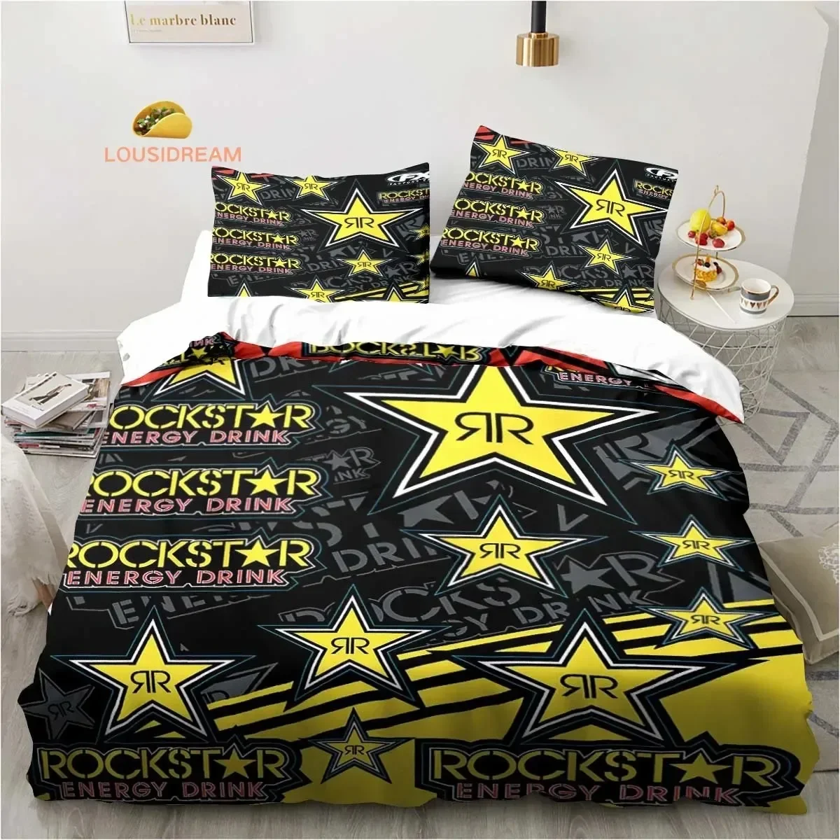 

Drinks Rockstar Energy Sheets Quilt Covers Bedding Dormitory Sheets Bedding Set Soft Warm Bedding Set