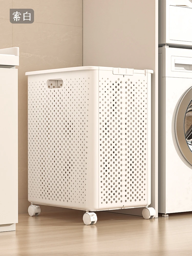 Cesto de Roupa ande com Rodas, Dobrável, para Uso Doméstico, Organizador de Banheiro para Roupas Sujas