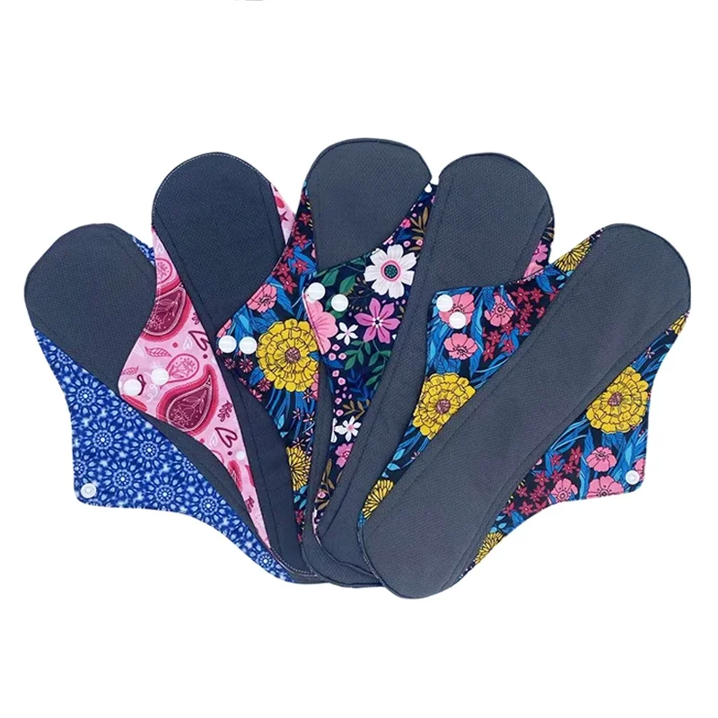 

5 шт., маленькие, средние, большие, бамбуковые многоразовые менструальные прокладки, моющиеся гигиенические полотенца для женщин, повседневные ночные