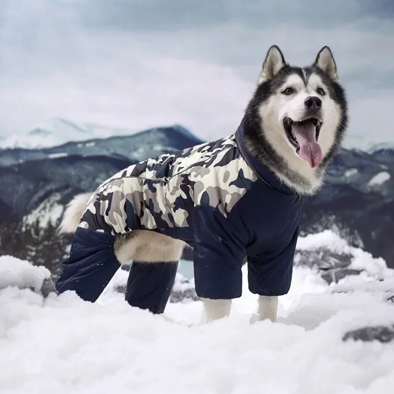 

Big Dog Cotton Clothes Four Corner Fully Wrapped Thick Warm Clothing Alaska Samoyed Golden Hair Siberian Husky Pet Dog Clothing