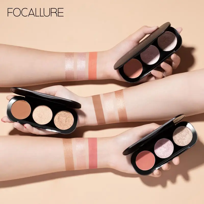 Wholesale FOCALLURE Pigment Blush Peach Palette Makeup Mineral Nourishing Cheek Tint Face Contour Blusher Powder Cream Cosmetics