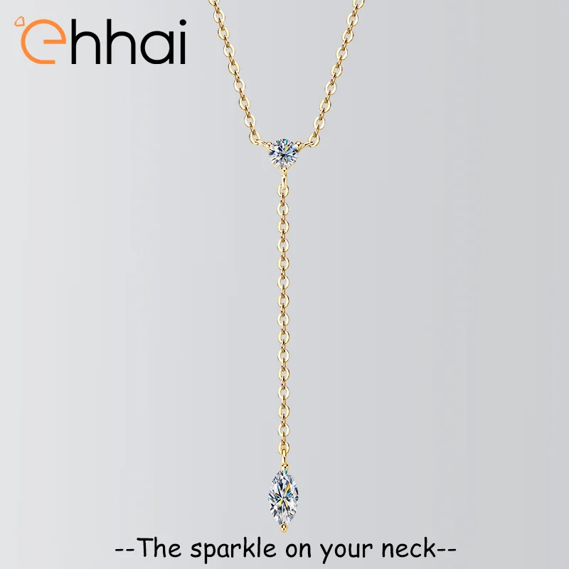 

Ehhai All Round Moissanite Y-shaped Pendant Necklace Chain for Women 925 Sterling Silver Neck Jewelry Wedding Party Gifts Choker