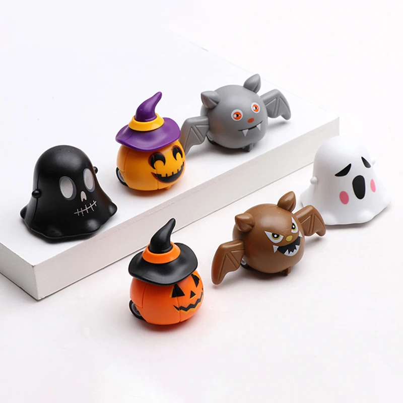 Coche de inercia de la serie de Halloween para niños, juguetes creativos, 5 piezas, divertido, calabaza, esqueleto, fantasma, murciélago, coche extraíble