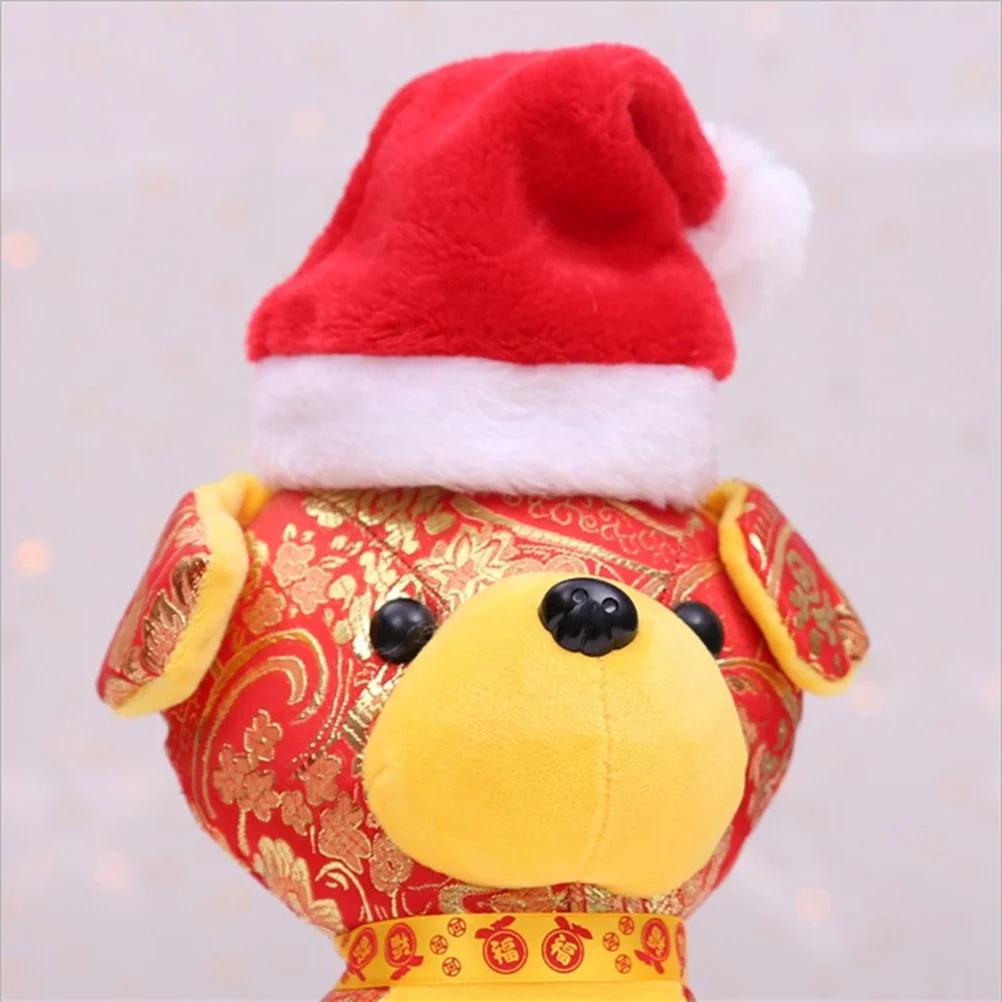 

6Pcs Christmas Pet Hat Soft Flannelette Adorable Pet Cap Party Supplies Photo Props Holiday Wear Decorative Hat