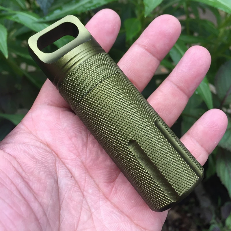 Aluminum Alloy Airtight Pill Container Bottle Portable Outdoor EDC Single Chamber Capsule Holder Waterproof Medicine Case Box