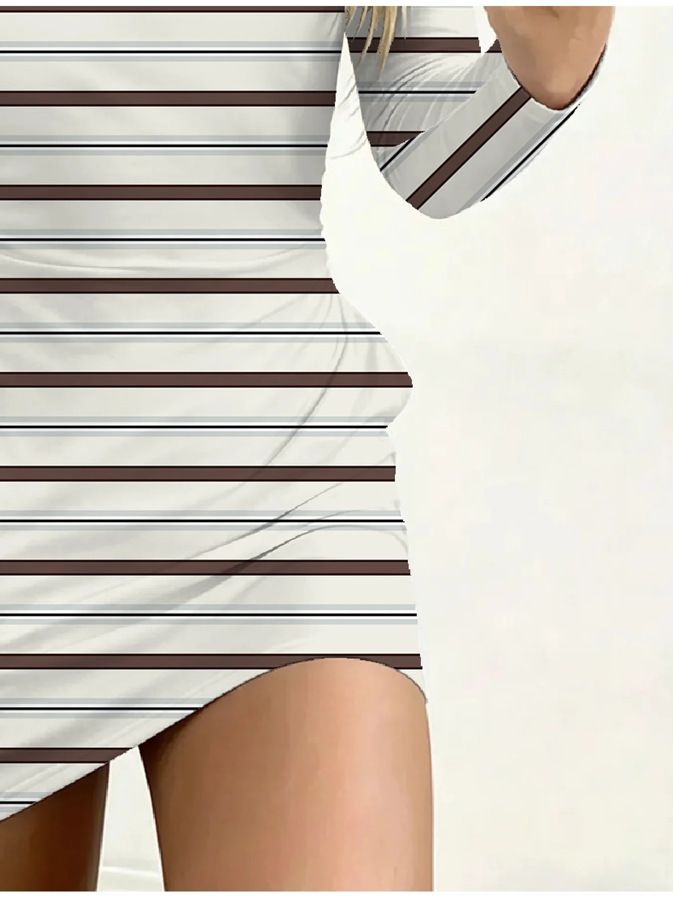 Damen Freizeitkleid mit Streifenmuster und Farbblockdesign, Rundhalsausschnitt, lange Ärmel, Taschen, elegante Minirocklänge – Detail 19