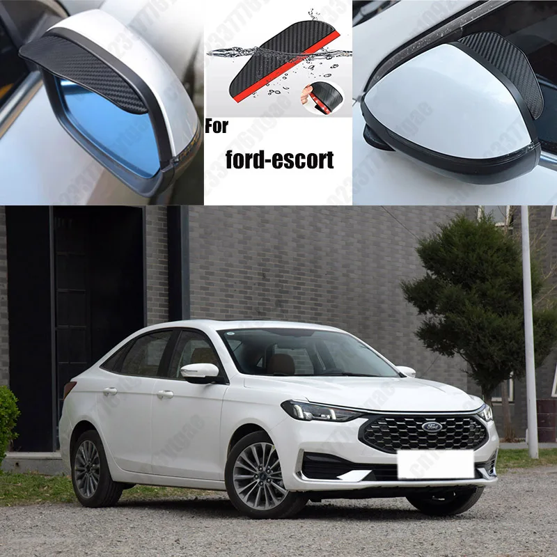 

For ford-escort 2PCS Car Rearview Mirror Rain Eyebrow Visor Carbon Fiber Car Rearview Side Snow Sun Visor Rain Cover