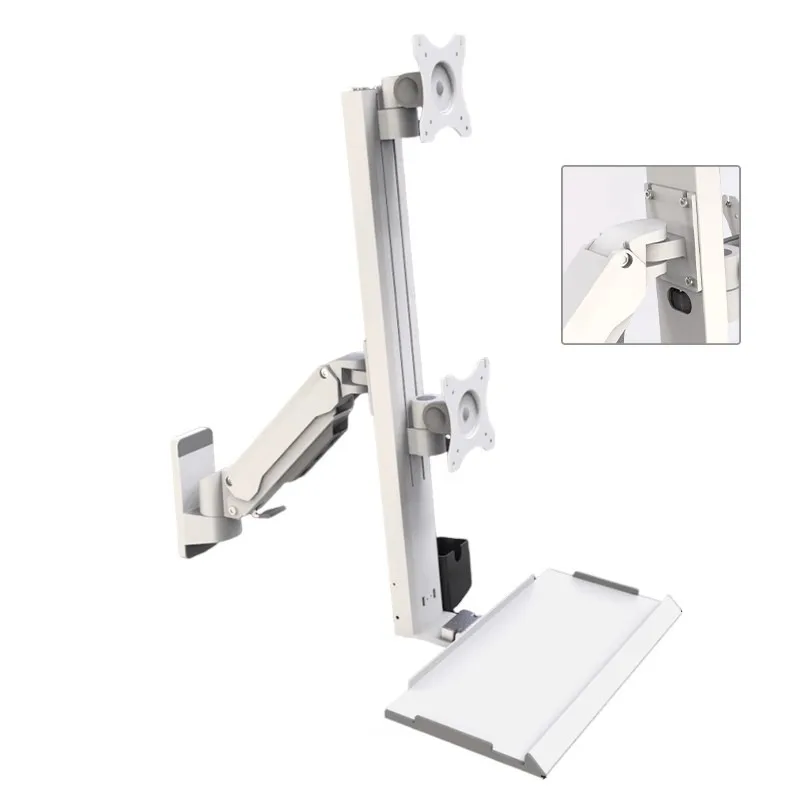 Aviation-grade aluminum dual-head display installation solution Industrial workstation Wall-mounted dual-screen heavy duty