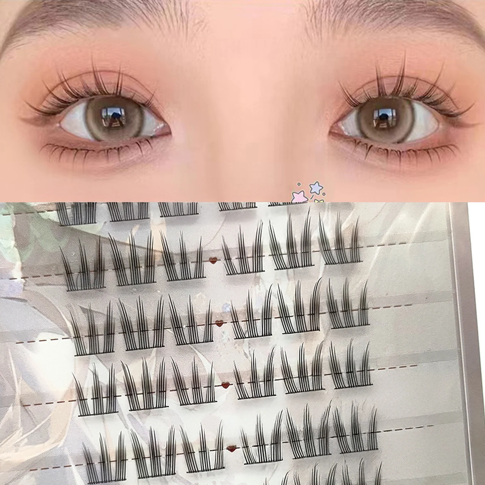 Manga Cluster Eyelash Set Large Capacity Thick Curly Grafted Eyelashes Korean Style DIY Idol Large Capacity False Eyelashes Kit