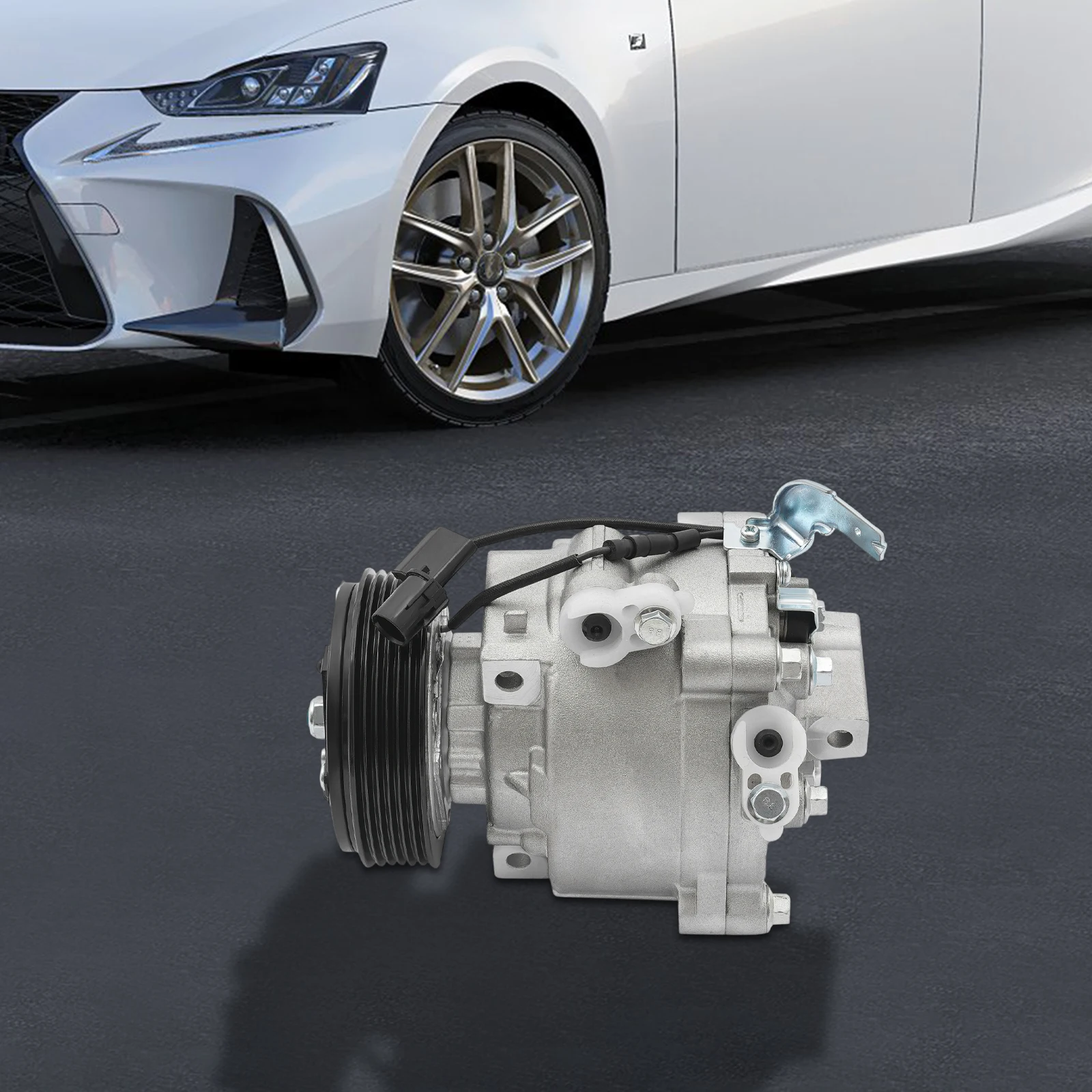 

AC Compressor, A/C Compressor, Air Conditioning Compressor, 12V 6-Groove CNC Sandblasted Rustproof Durable Direct Replacement for Vehicle Cooling