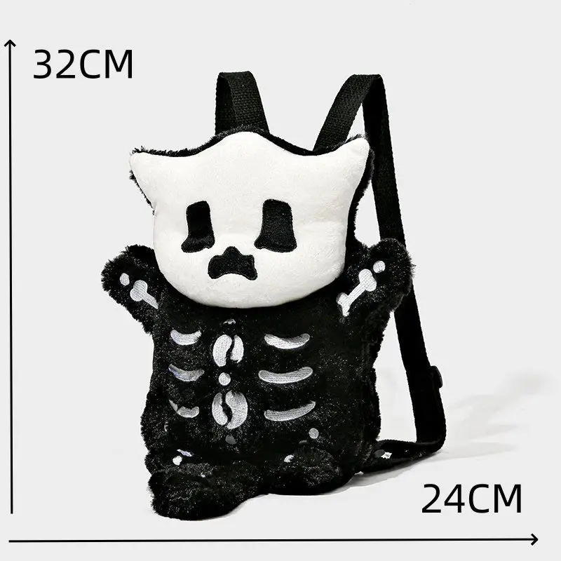 36CM Novelty Cute Explosive Black Little Devil Skeleton Cat Plush Versatile Exquisite Backpack Halloween Kids Gift Christmas