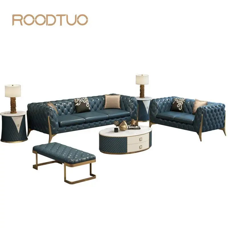 

Living Room Real Leather Chesterfield Sofas For Large Villa Nordic Recliner Couch Set Household Furniture Livingroom Furniture