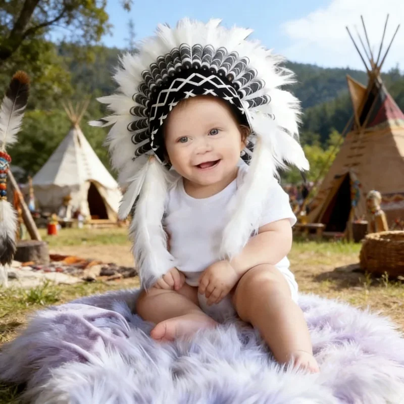 パーティーテーマイベント写真撮影用小道具ネイティブアメリカンフェザーヘッドバンドスカルヘッドピース籐編みフロアランプ記念セット