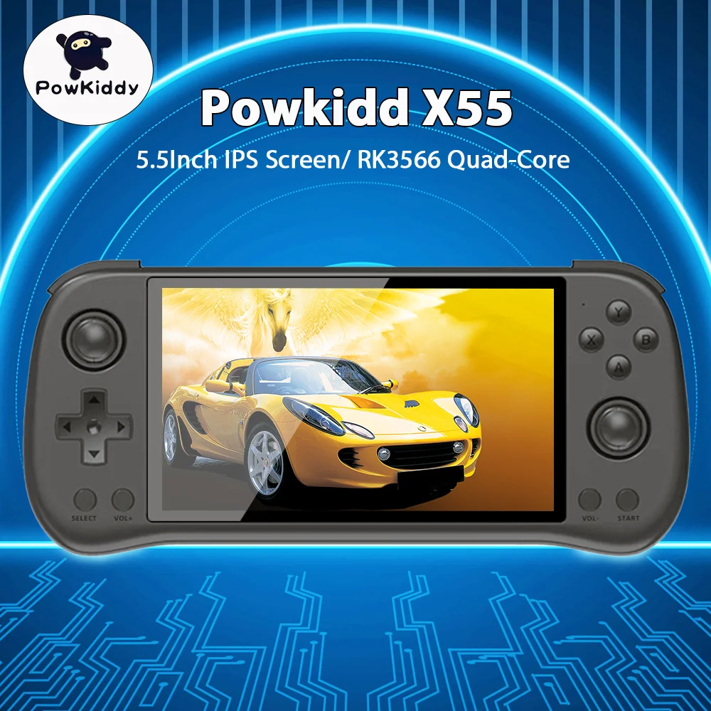 Powkiddy X55 256G 40000Games Installed Retro Handheld Game Console 5.5Inch IPS Screen RK3566 LPDDR4X 2GB 4000mAh HD Boy Gifts