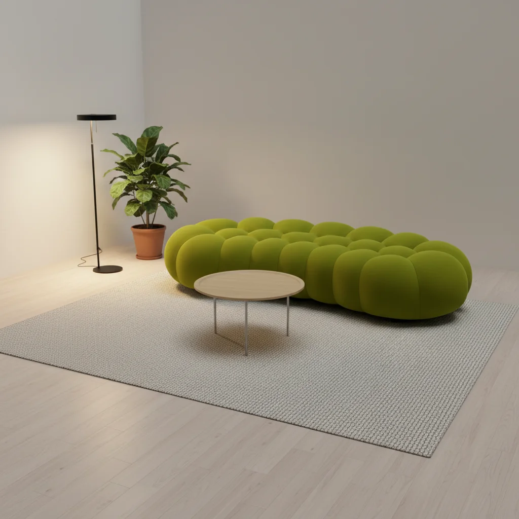 Modern Backless Sofa Luxury Fabric Living Room Lazy Curved Bubble Footstool