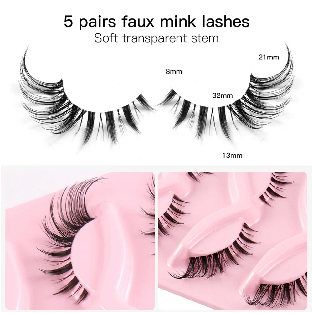 5 Pairs Cat/Fox Eye Effect Dramatic Lashes Dramatic Volume Lashes Extension Makeup 6D Fluffy lashes Faux Mink Eyelashes