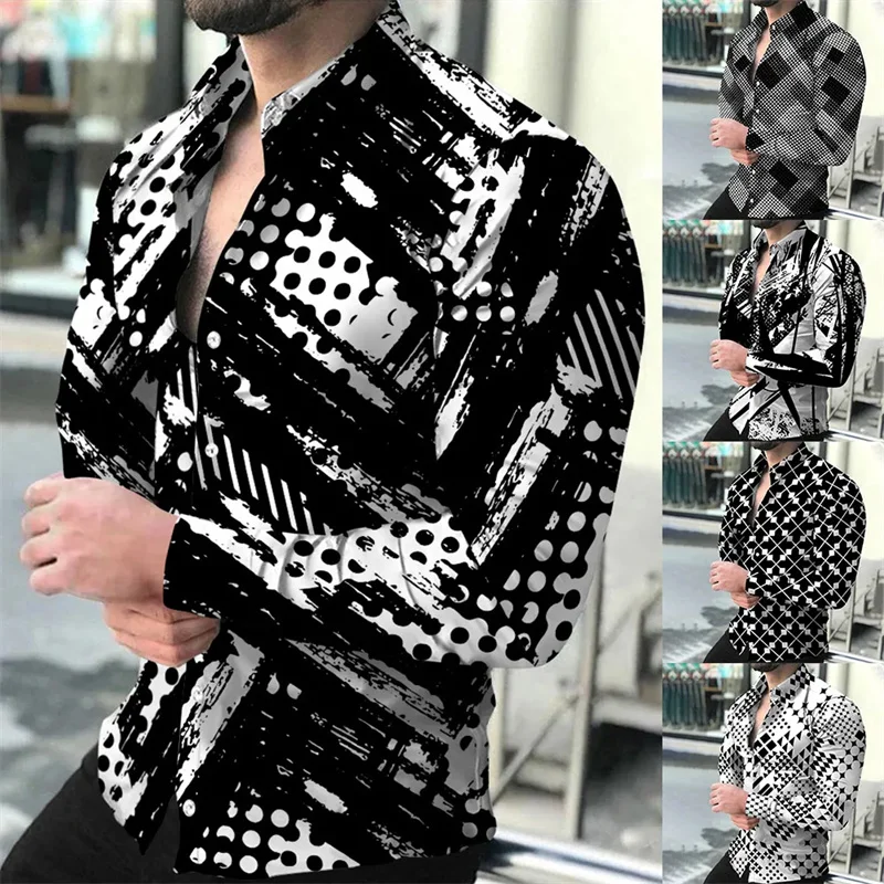 

Men's Casual Shirt Camouflage Printed Shirt Summer Plus Size Loose Long Sleeve Daily Lapel Buttoned Vacation Beach