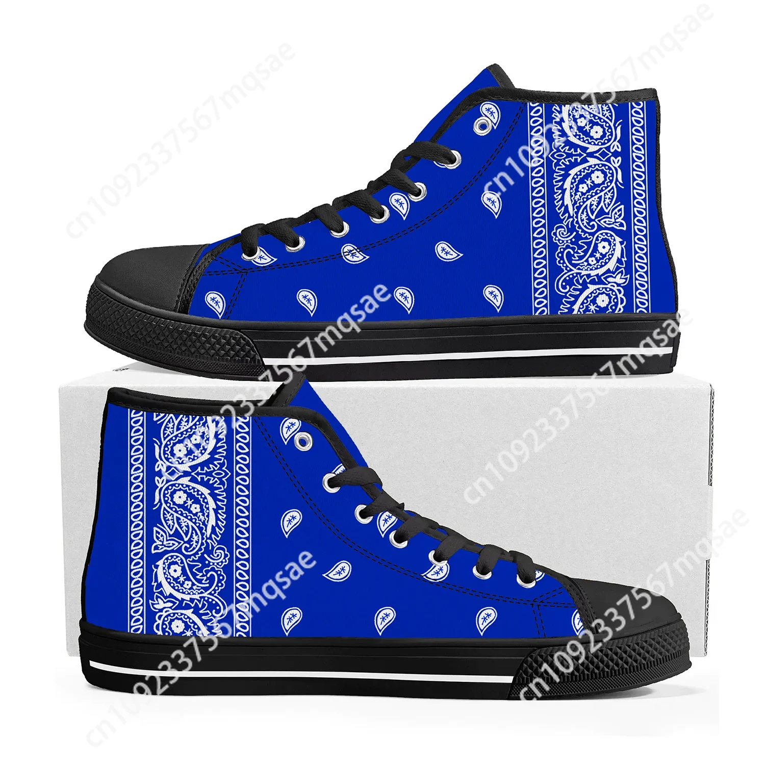 

Bandana Paisley High Top Sneakers Mens Womens Teenager Black White Red Blue Canvas Sneaker couple Shoe Casual Custom Made Shoes