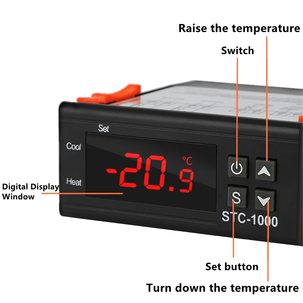 STC-1000 LED Digital Thermostat for Incubator Temperature Controller Thermoregulator Relay Heating Cooling 12V 24V 220V STC 1000