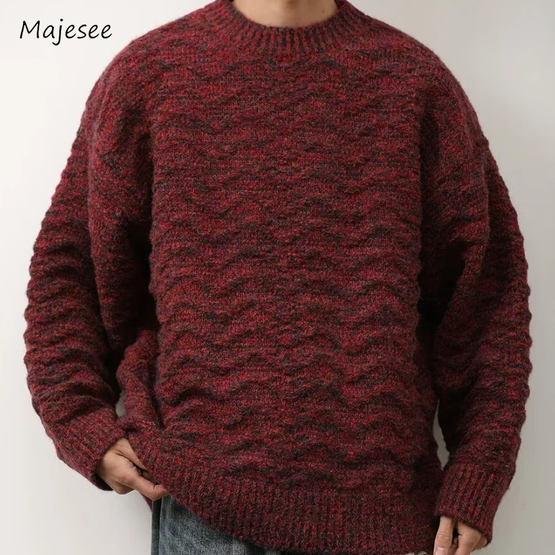 Japanese Vintage Sweaters Men Warm Soft Thicken Knitwear Lazy Fashion Winter Pullovers All-match High Street Handsome College