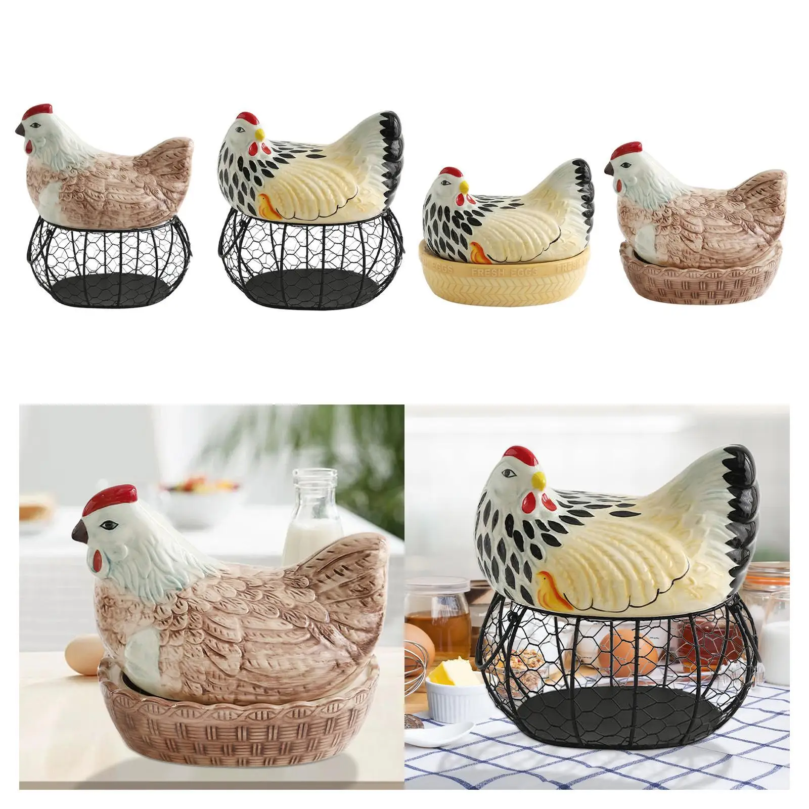 Chicken Design Egg Storage Basket Creative for Countertop Household Kitchen