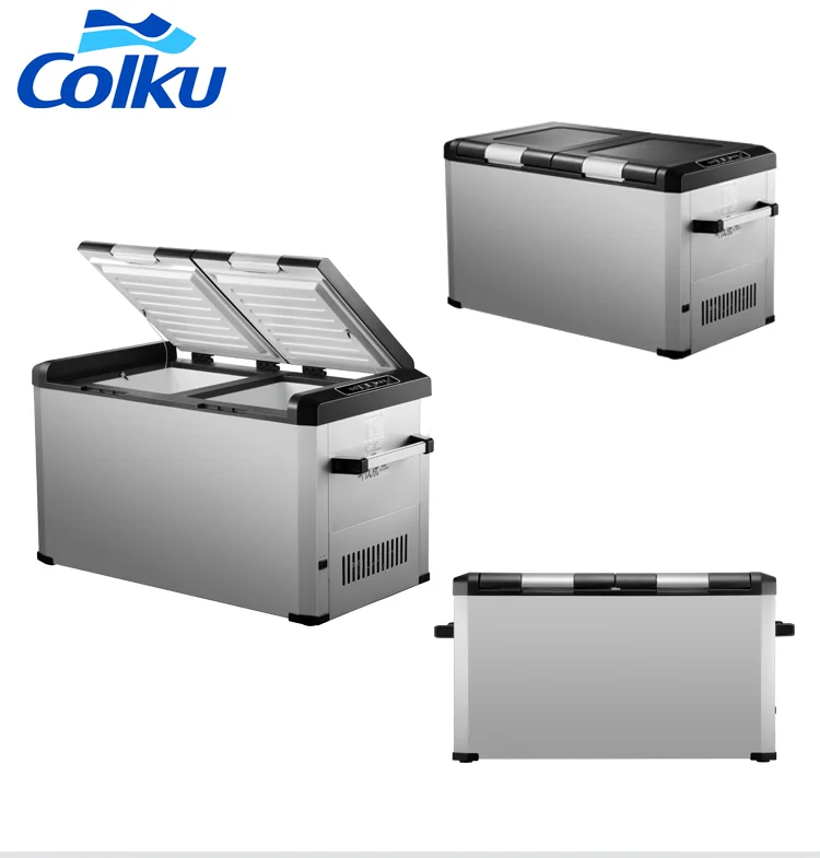 60L Portable Double Zone Cooler Fridge Freezer 12V Car Refrigerator With Powerful Compressor for Truck RV Camping