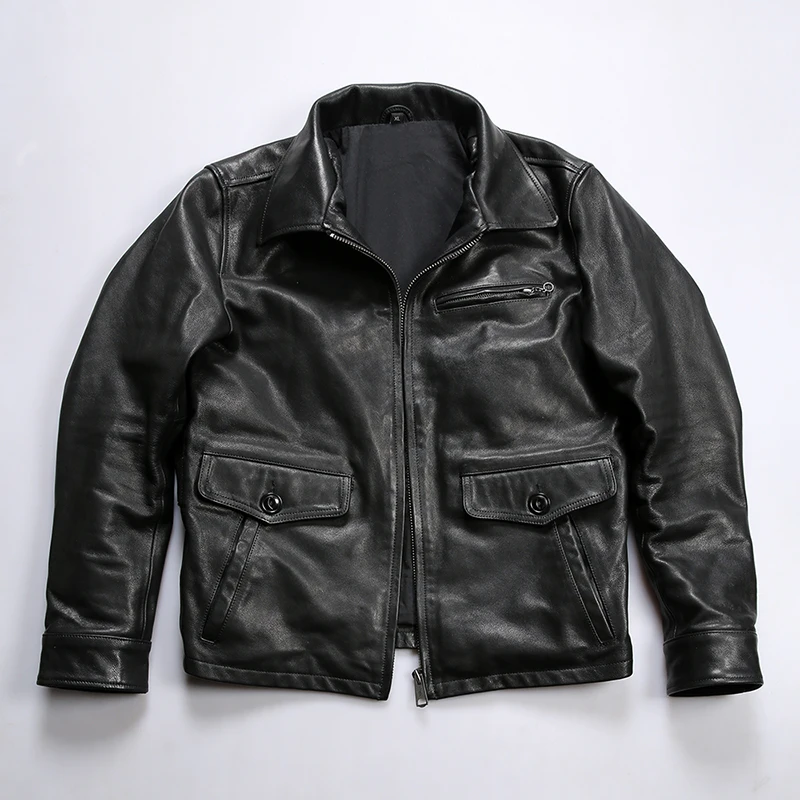 Spring Autumn New Man's Goat Skin Clothings Vintage Fashion Genuine Leather Jackets