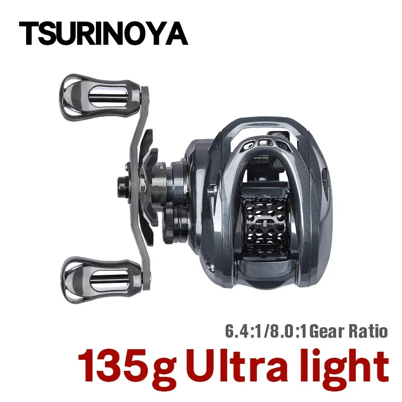 TSURINOYA Bait Finesse Casting Fishing Reel 6.4:1 8.0:1 High Speed Shallow Spool Light Game Baitcasting Reel GENIUS 50H ELF 50