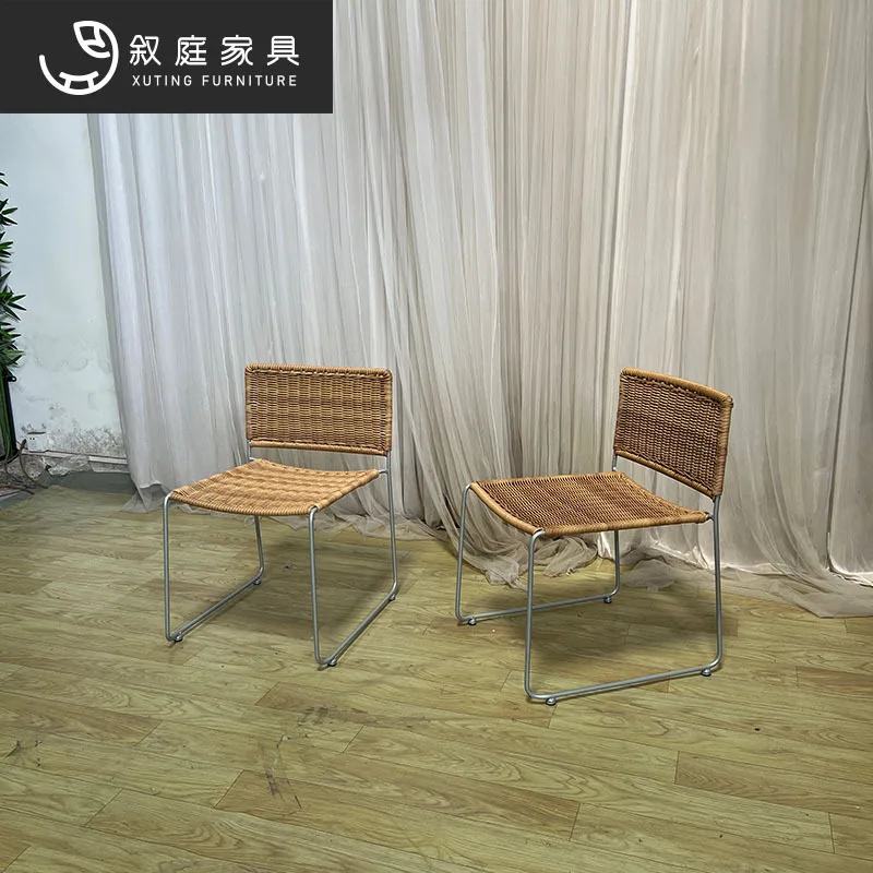 Outdoor Nordic casual rattan dining table and chairs Outdoor courtyard Cafe rattan chair Furniture Garden terrace balcony chair